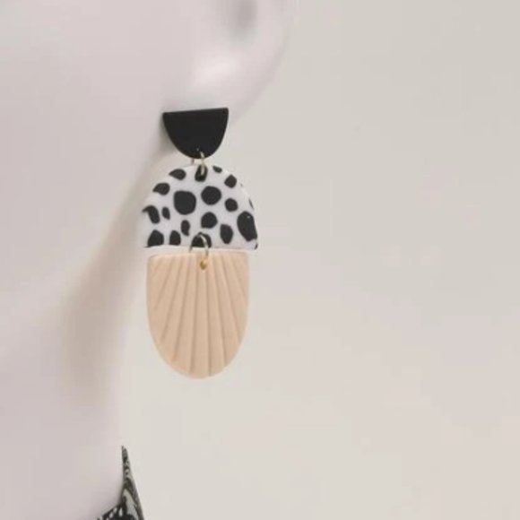 ⭐️✨✨FREE Clay Polka Dot Boho Peasant Hipster Shell Hippie Art Deco Farm Earrings - Picture 4 of 8